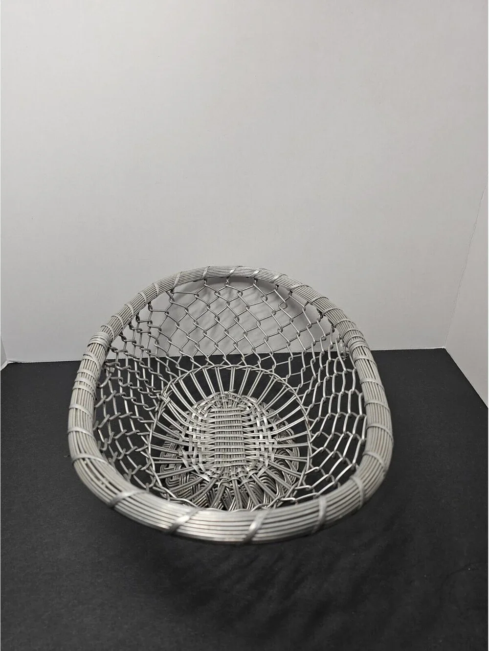 IHI Woven Wire Mesh Decorative Basket Bowl Silver Made in India